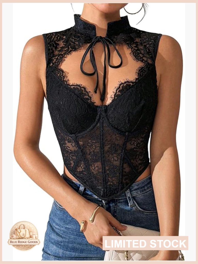 Floral Lace Corset Crop Top Y2k Sexy Bustier Halter Cut Out Party Wear